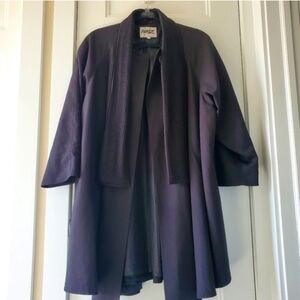 Pizazz Vintage Black Pleated Collar Swing Coat Women's Size 7 Small/Medium